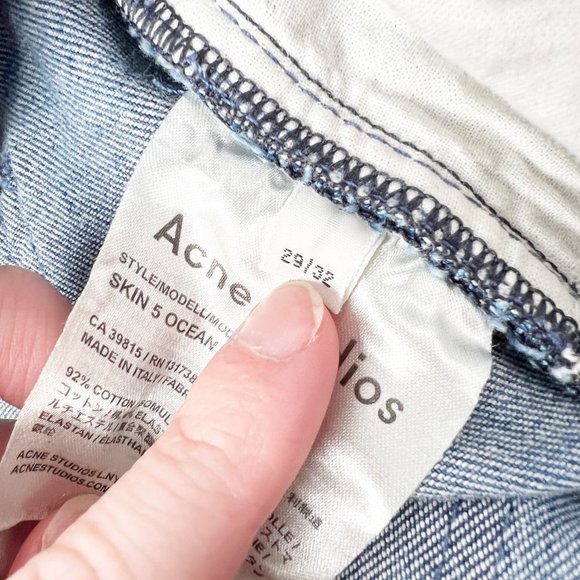 Acne Studios Skin 5 Ocean Skinny Slim Denim Jeans Mid High Rise Waisted Long 29 - Picture 5 of 10